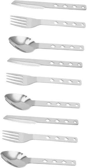 Yardwe 3 Sets Portable Stainless Steel Cutlery Outdoor Tableware Camping Fork Spoon Knife Set Travel Cutlery Easy to Clean