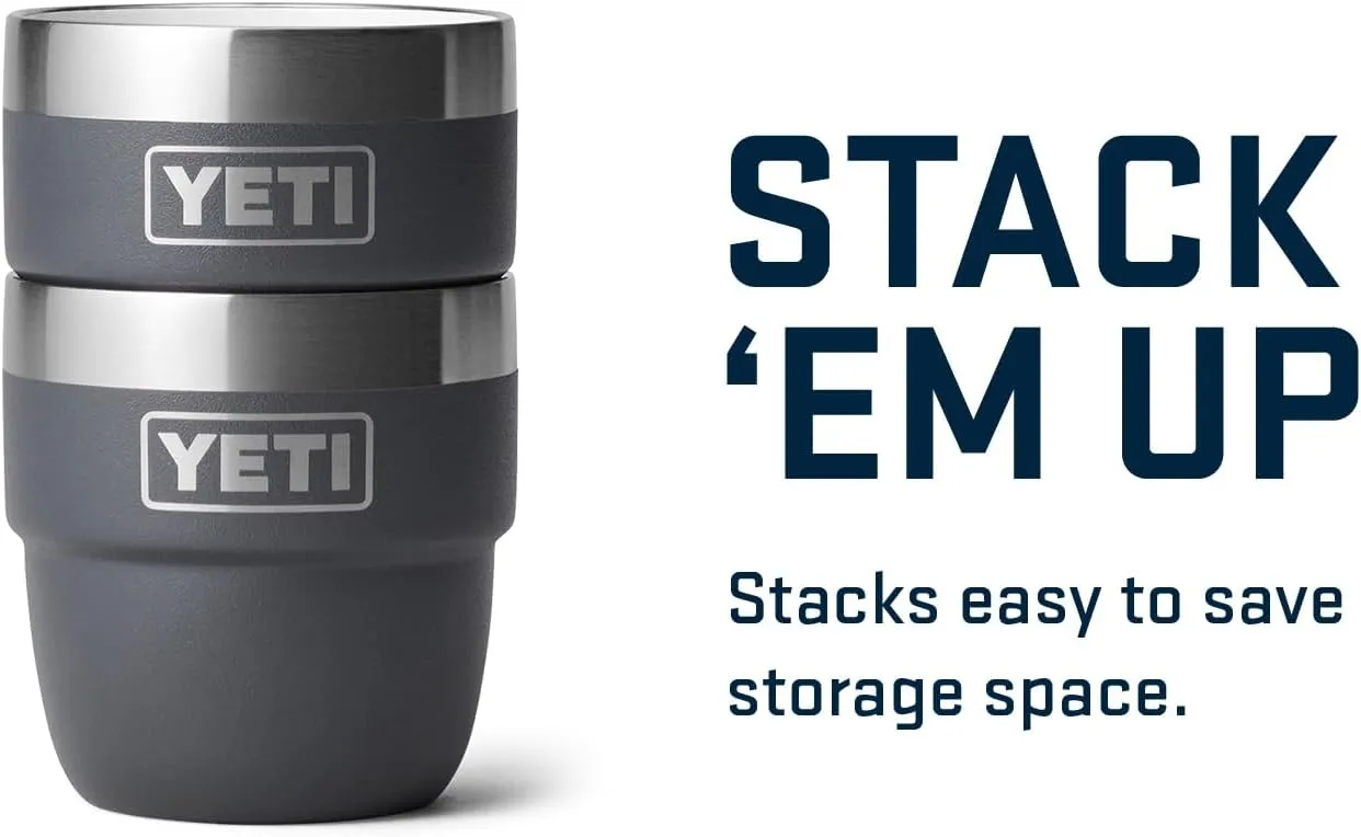 YETI Rambler 4 oz Stackable Cup, Stainless Steel, Vacuum Insulated Espresso/Coffee Cup, 2 Pack