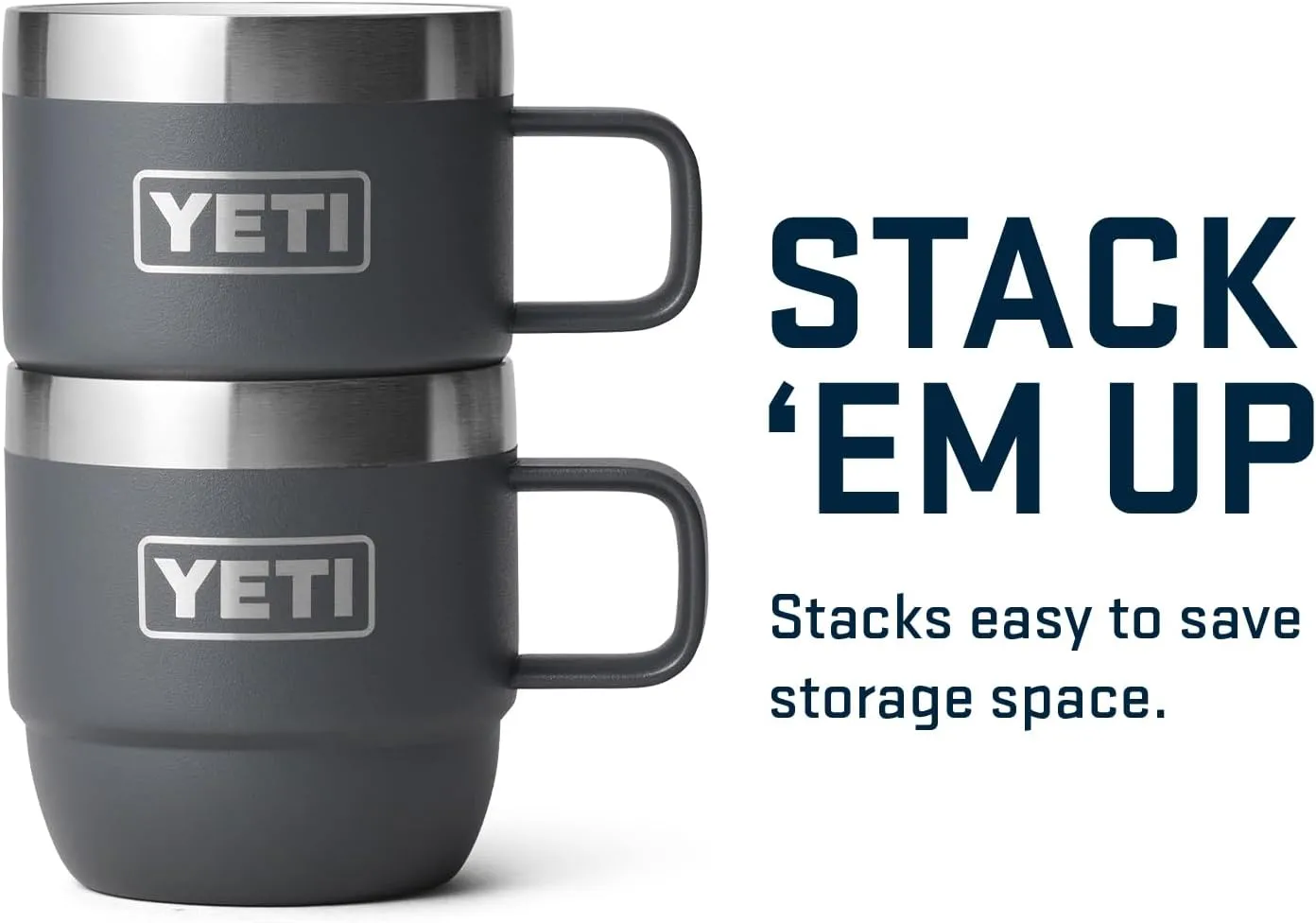 YETI Rambler 6 oz Stackable Mug, Stainless Steel, Vacuum Insulated Espresso/Coffee Mug, 2 Pack