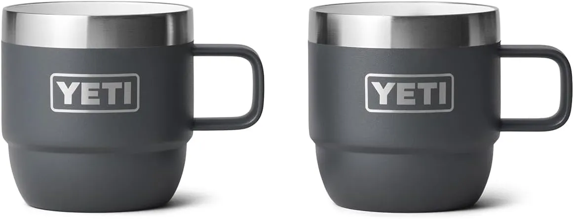YETI Rambler 6 oz Stackable Mug, Stainless Steel, Vacuum Insulated Espresso/Coffee Mug, 2 Pack