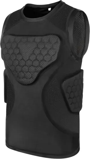 Youth Baseball Chest Protector, Heart Sternum Rib Guard Padded Compression Shirt with 3-Pad for Softball Football Baseball Lacrosse Rugby