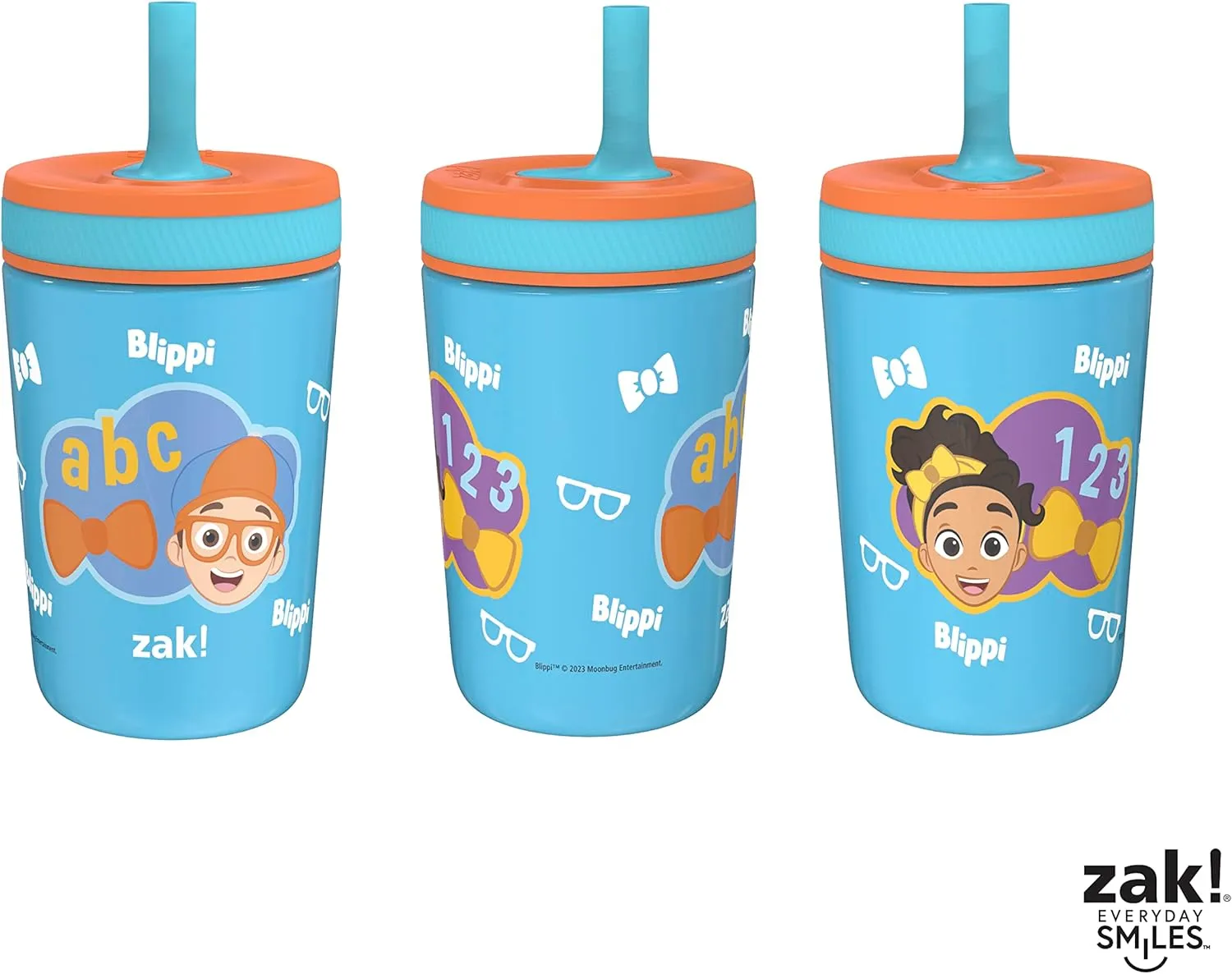 Zak Designs Blippi Kelso Toddler Cups For Travel or At Home, 12oz Vacuum Insulated Stainless Steel Sippy Cup With Leak-Proof Design is Perfect For Kids (Blippi)