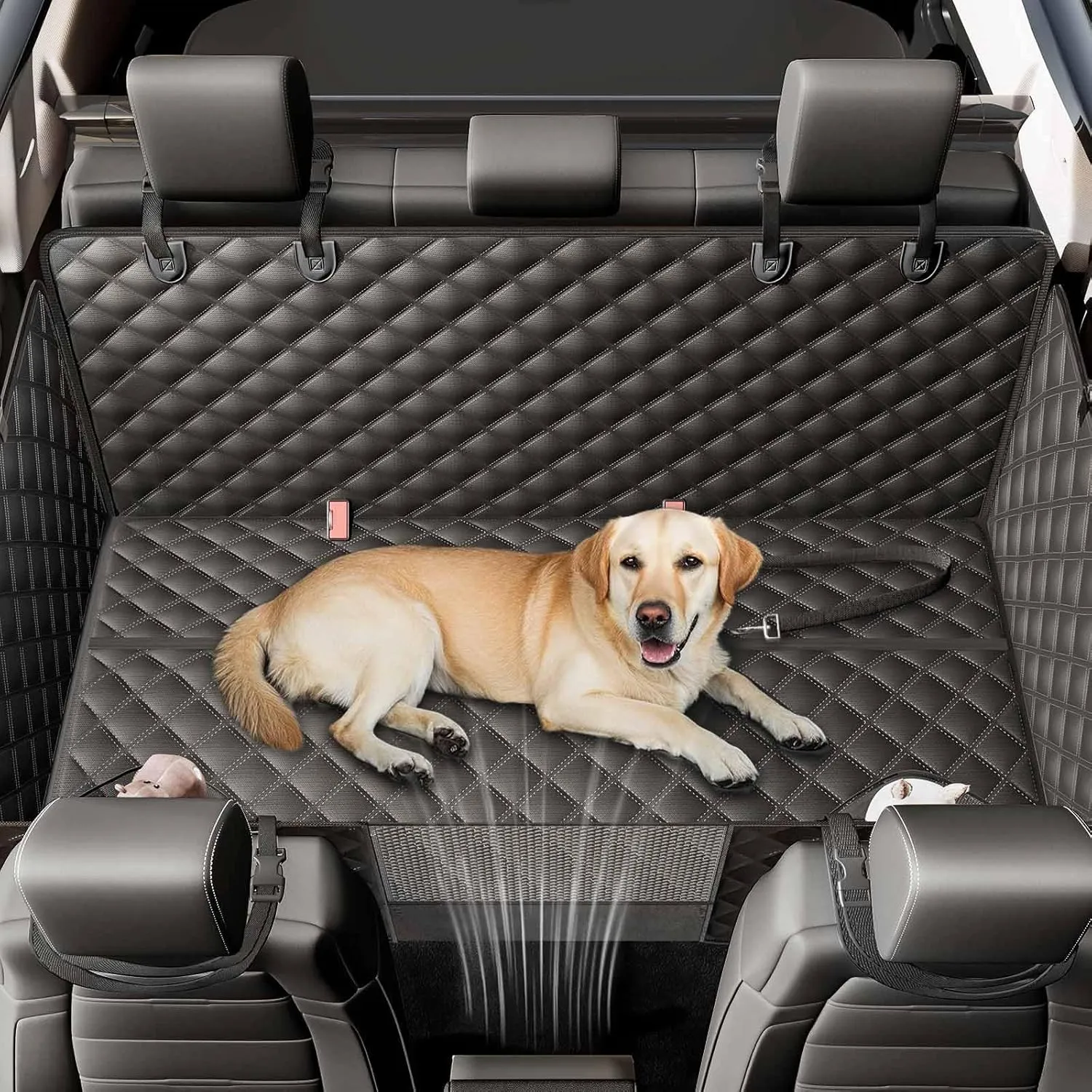 Zanch 2025 Upgraded Dog Car Seat Cover, 400 lbs Heavy Duty Hard Bottom, Waterproof & Anti-Scratch Back Seat Protector, Nonslip Pet Hammock Extender for Cars, SUV, Trucks, Standard-Black