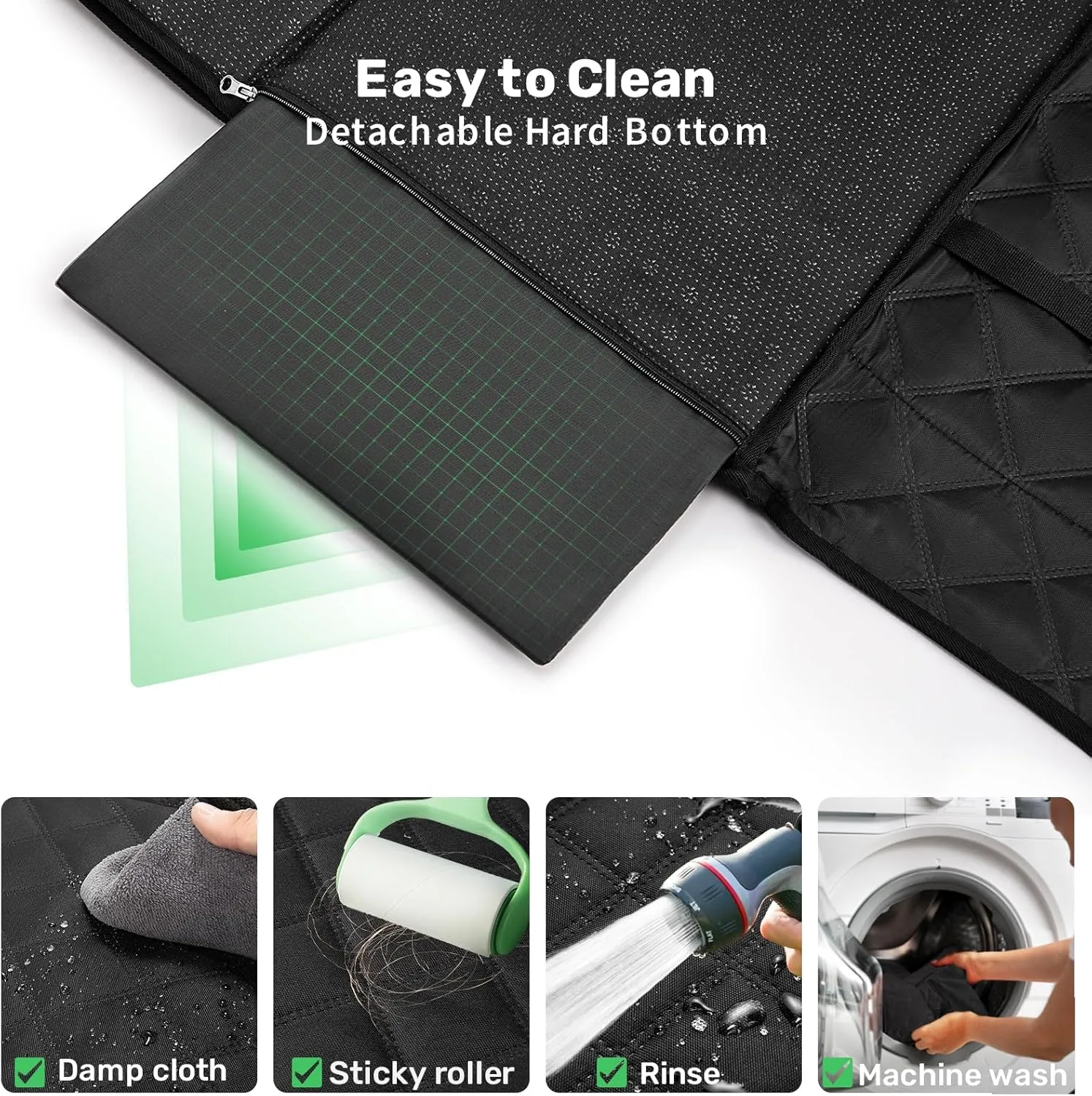 Zanch 2025 Upgraded Dog Car Seat Cover, 400 lbs Heavy Duty Hard Bottom, Waterproof & Anti-Scratch Back Seat Protector, Nonslip Pet Hammock Extender for Cars, SUV, Trucks, Standard-Black