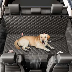 Zanch 2025 Upgraded Dog Car Seat Cover, 400 lbs Heavy Duty Hard Bottom, Waterproof & Anti-Scratch Back Seat Protector, Nonslip Pet Hammock Extender for Cars, SUV, Trucks, Standard-Black