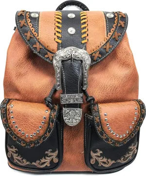 Zelris Western Country Floral Buckle Rucksack Backpack (Rustic Copper)