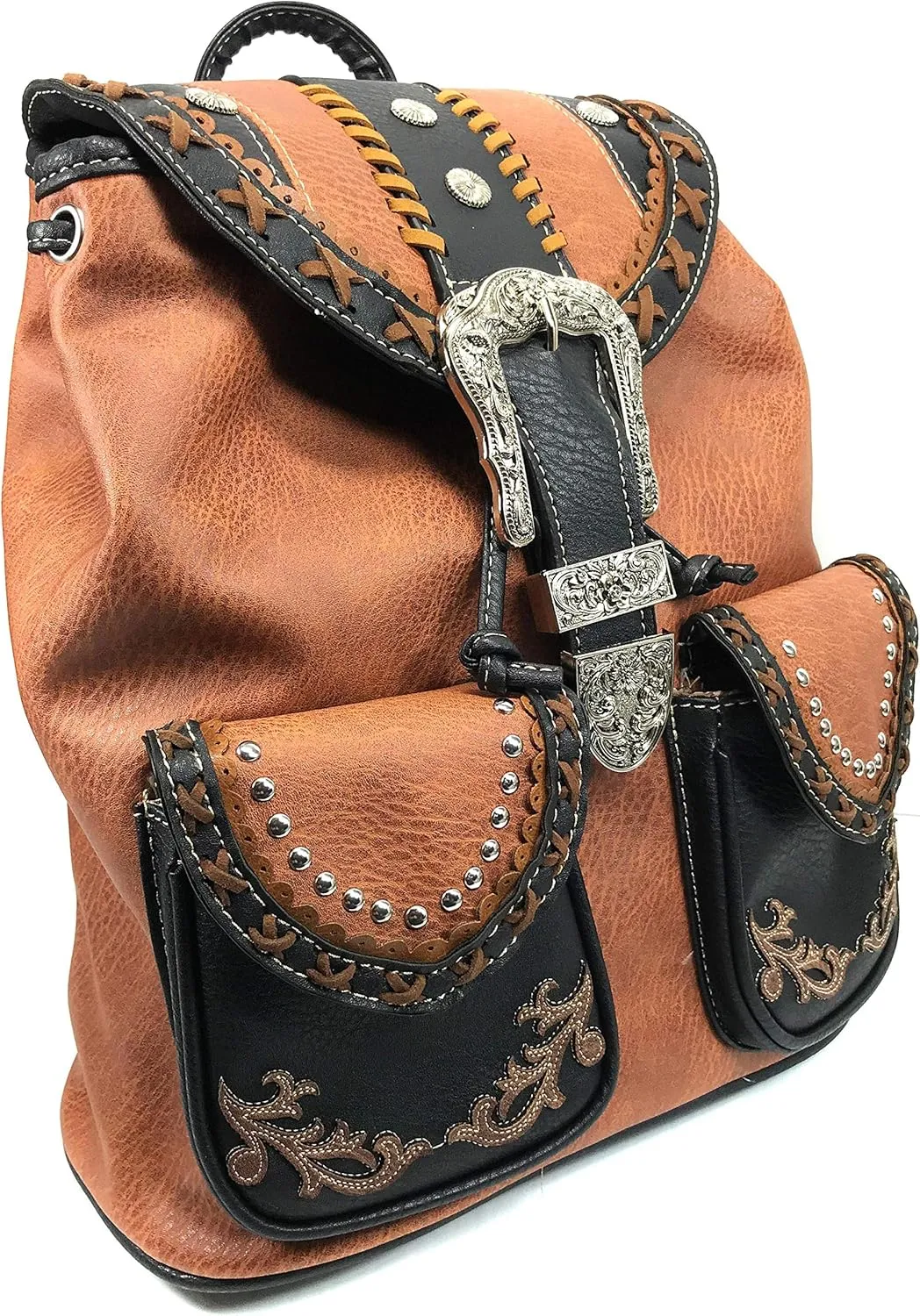 Zelris Western Country Floral Buckle Rucksack Backpack (Rustic Copper)