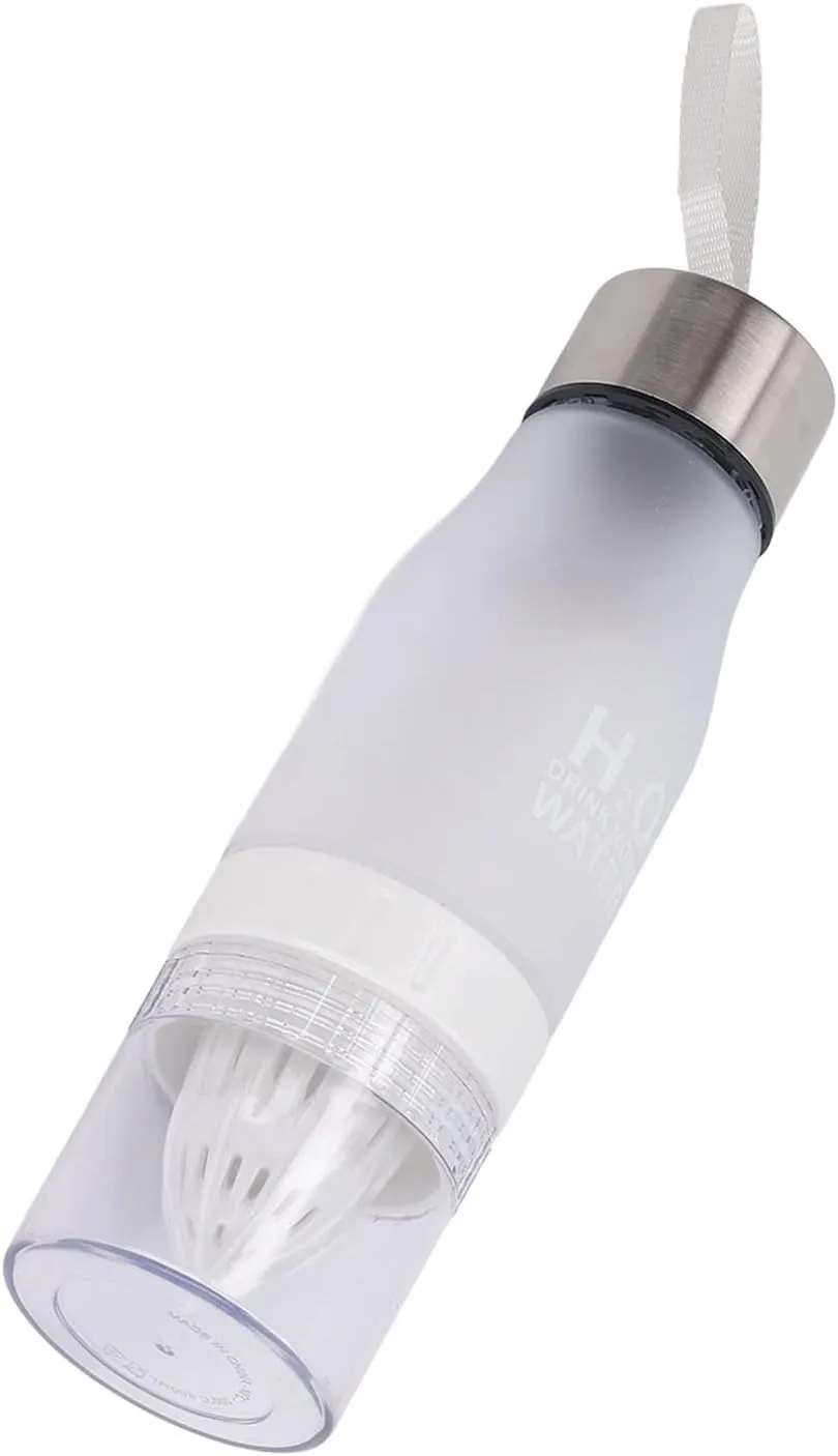 ZJchao Flavored Water Bottle, Portable 650ml Water Bottle Infuser Flavor with Lanyard for Outdoor Activity (White)