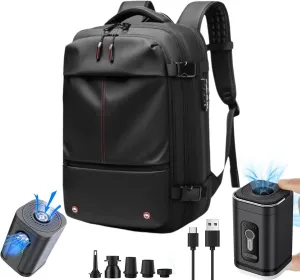 ZJQ Go Trend Mart Backpack, Pro–Travel Smart with Vacuum Compression & Waterproof Design, 60L Vacpack Backpack with Vacuum (Black with Pumps)