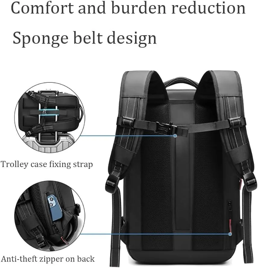 ZJQ Go Trend Mart Backpack, Pro–Travel Smart with Vacuum Compression & Waterproof Design, 60L Vacpack Backpack with Vacuum (Black with Pumps)