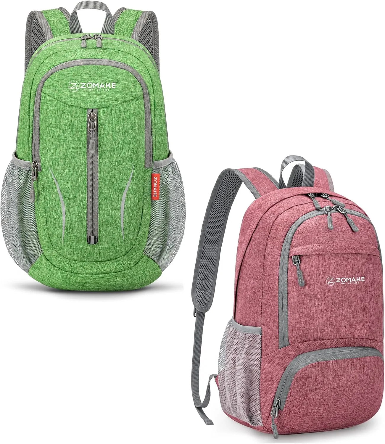 ZOMAKE 10/20L Small Hiking Backpack for Women Men - Lightweight Packable Hiking Daypack - Tear Resistant Foldable Day Pack for Travel Camping Outdoor Sports(Dark Green&Pink)