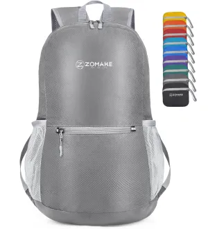 ZOMAKE Ultra Lightweight Hiking Backpack 20L, Packable Small Backpacks Water Resistant Daypack for Women Men(Silver Gray)