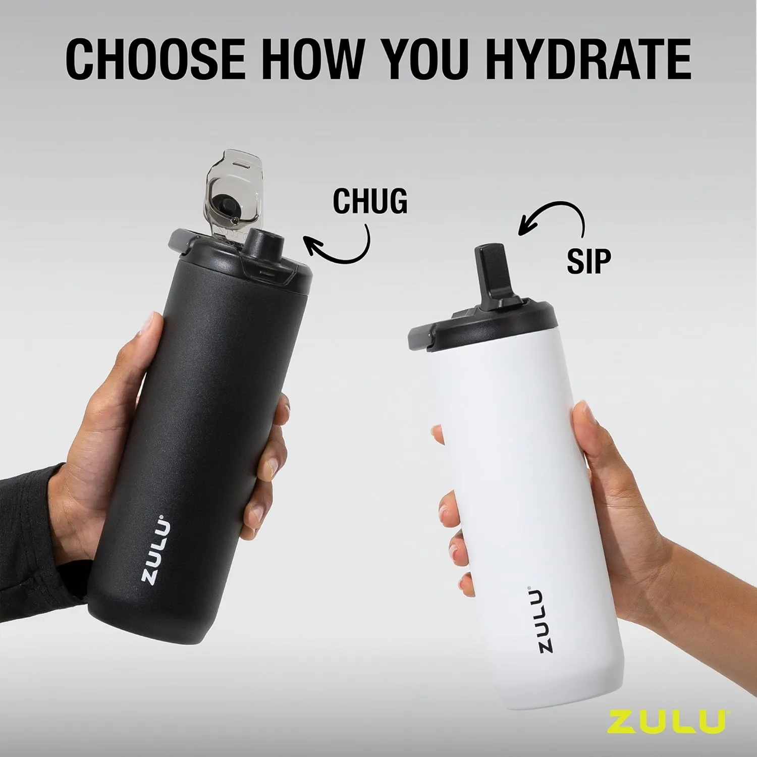 ZULU Base 18oz Kids Stainless Steel Water Bottle with 3 Lids- Straw, Chug, Twist | Double Walled and Vacuum Insulated Metal Thermos | Fits Car Cupholder, Built in Carry Loop, Dishwasher Safe, Black
