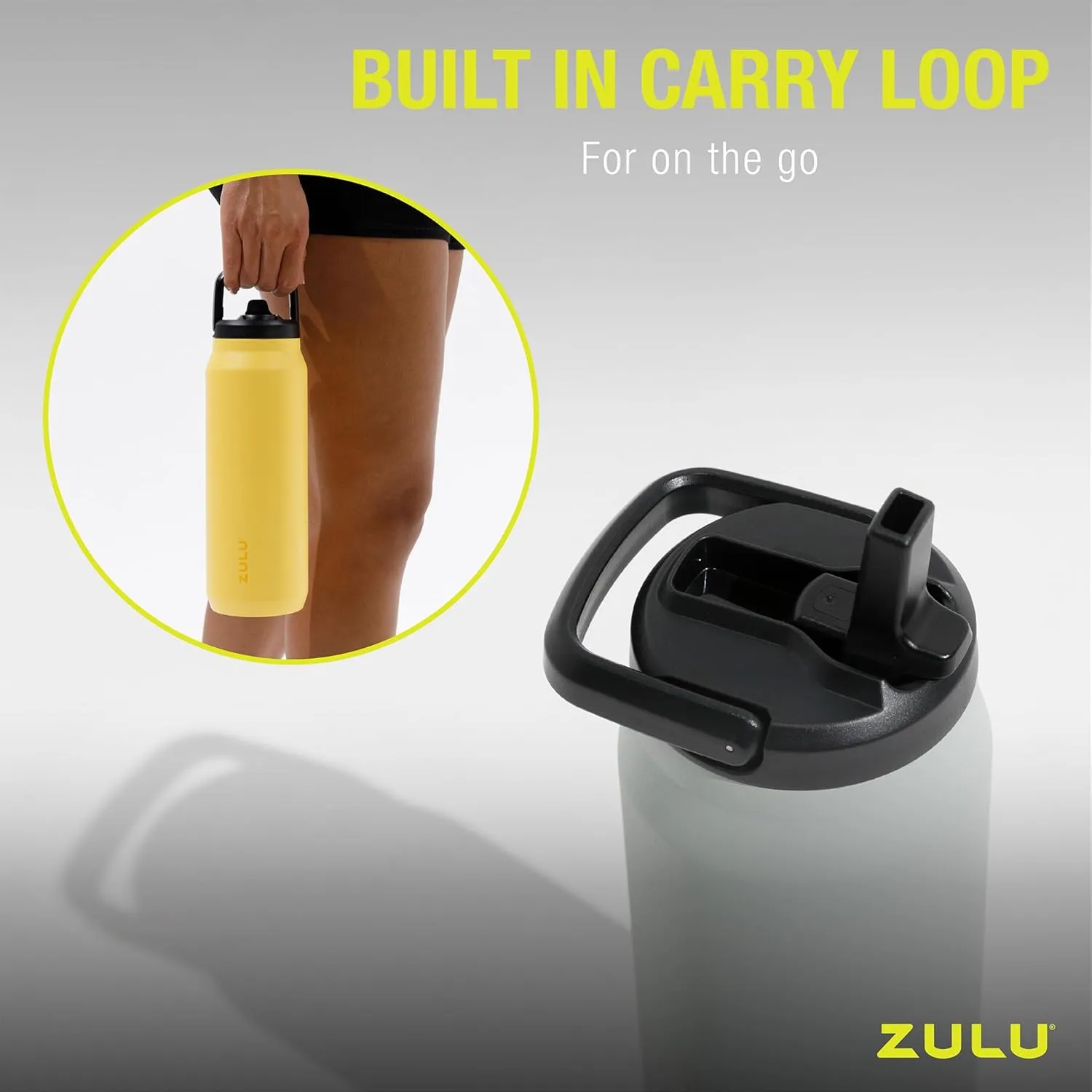 ZULU Base 18oz Kids Stainless Steel Water Bottle with 3 Lids- Straw, Chug, Twist | Double Walled and Vacuum Insulated Metal Thermos | Fits Car Cupholder, Built in Carry Loop, Dishwasher Safe, Black