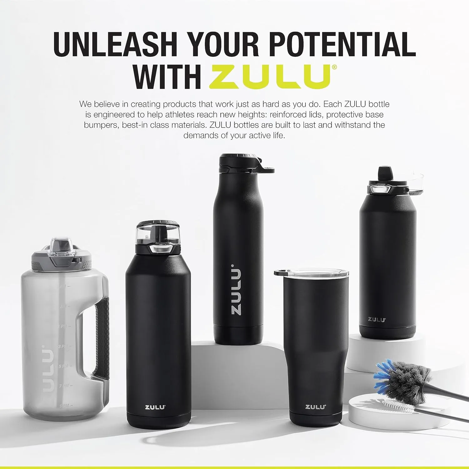 ZULU Base 18oz Kids Stainless Steel Water Bottle with 3 Lids- Straw, Chug, Twist | Double Walled and Vacuum Insulated Metal Thermos | Fits Car Cupholder, Built in Carry Loop, Dishwasher Safe, Black